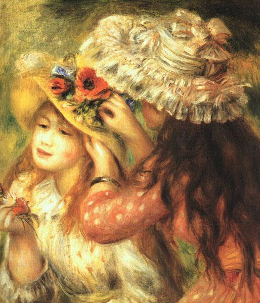 Pierre Renoir Girls Putting Flowers in their Hats Sweden oil painting art